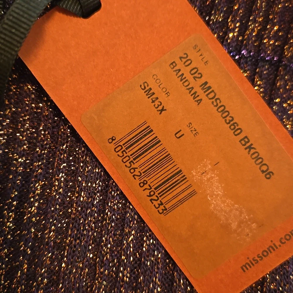 Missoni Metallic Ribbed Knit Bandana Scarf